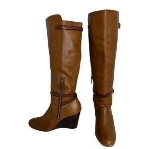 Coach Adair Pebble Grain Wedge Riding Boots Women's Size 8.5